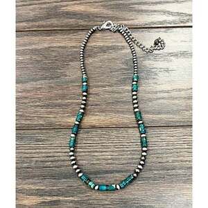 Handmade Gemstone Necklace with Rondelle and Navajo Beads 18 to 23 Inches Long